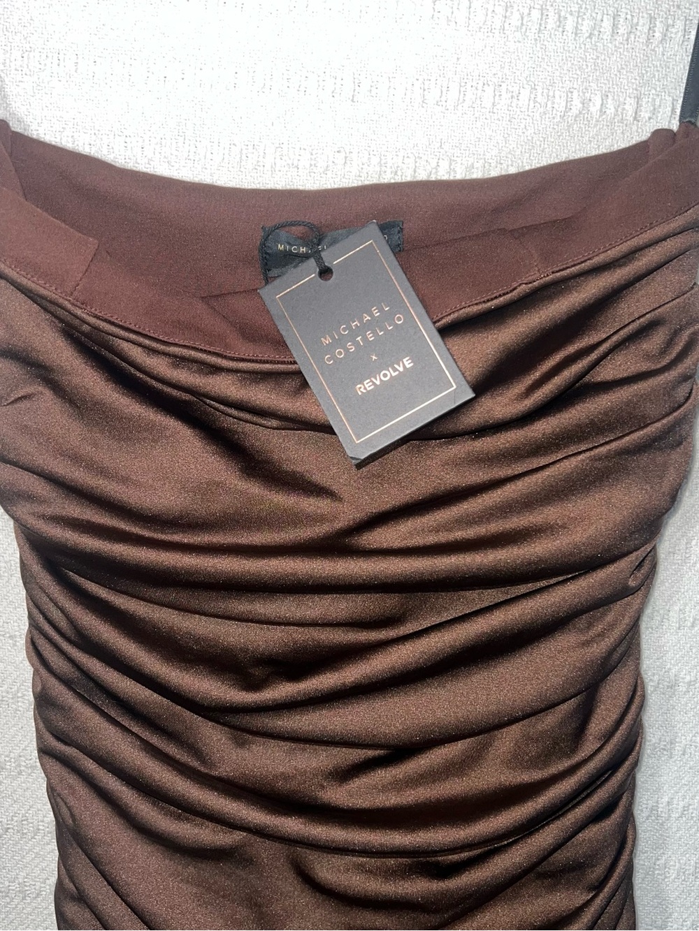 Michael Costello x Revolve Ruched Strapless Dress Womens XS Brown Formal Evening - Picture 3 of 6